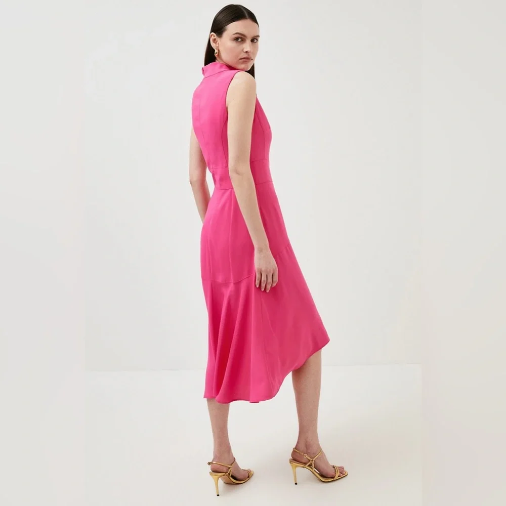 Karen Millen Soft Tailored High Low Midi Dress - Picture 4 of 6